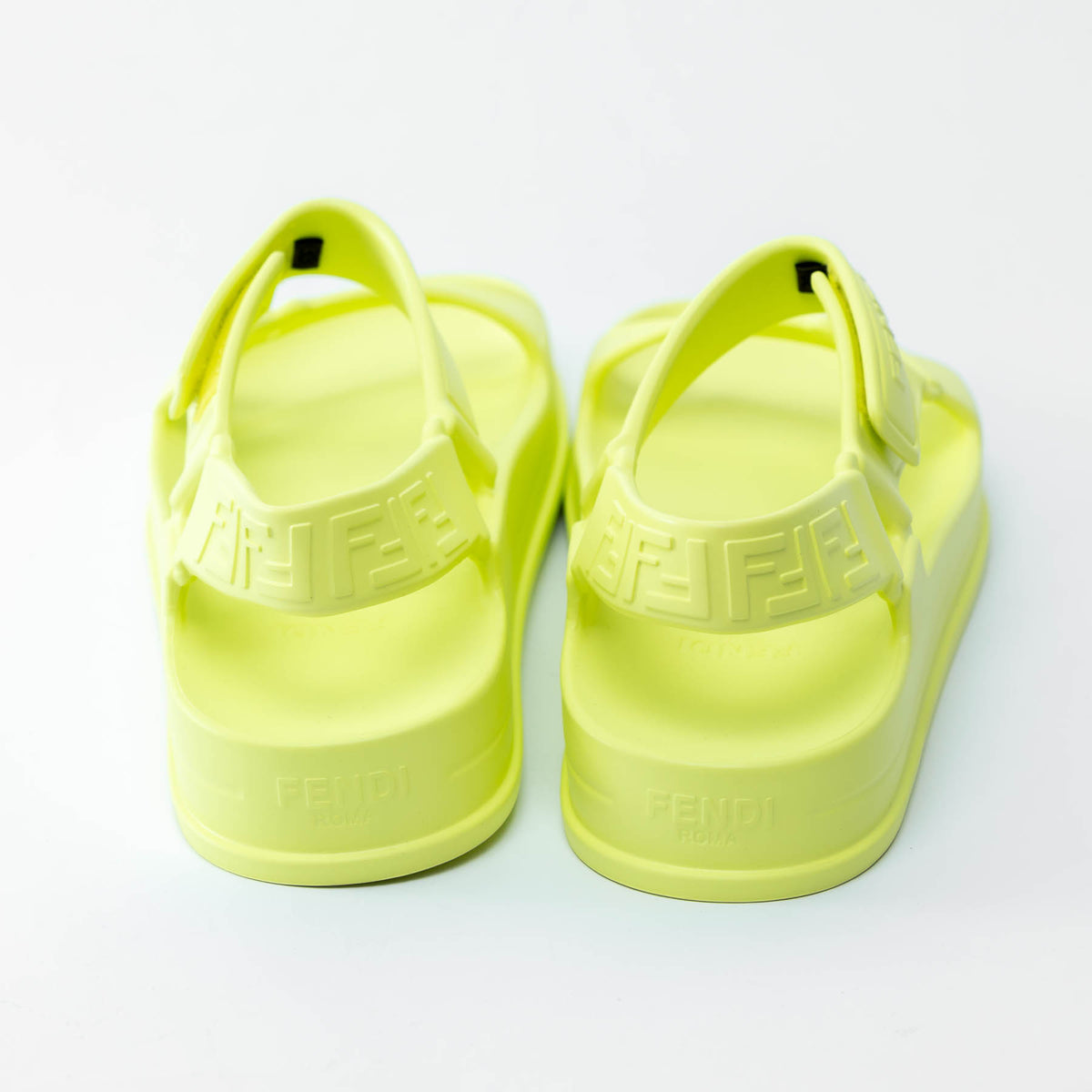 Fendi Neon Yellow/Green Velcro Sandals Size 39
