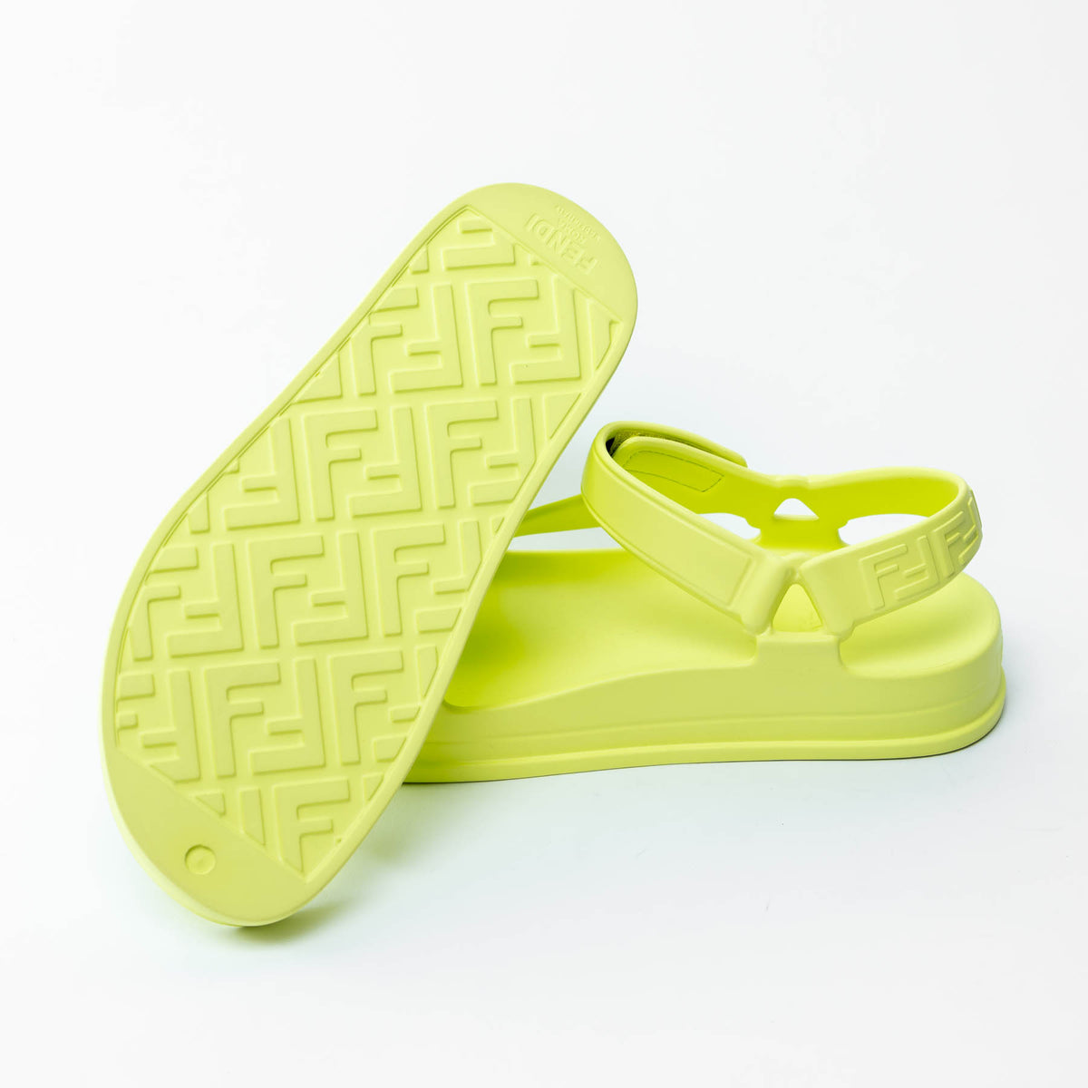 Fendi Neon Yellow/Green Velcro Sandals Size 39