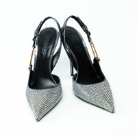 Versace Silver Crystal Embellished Slingback Pumps Size 40