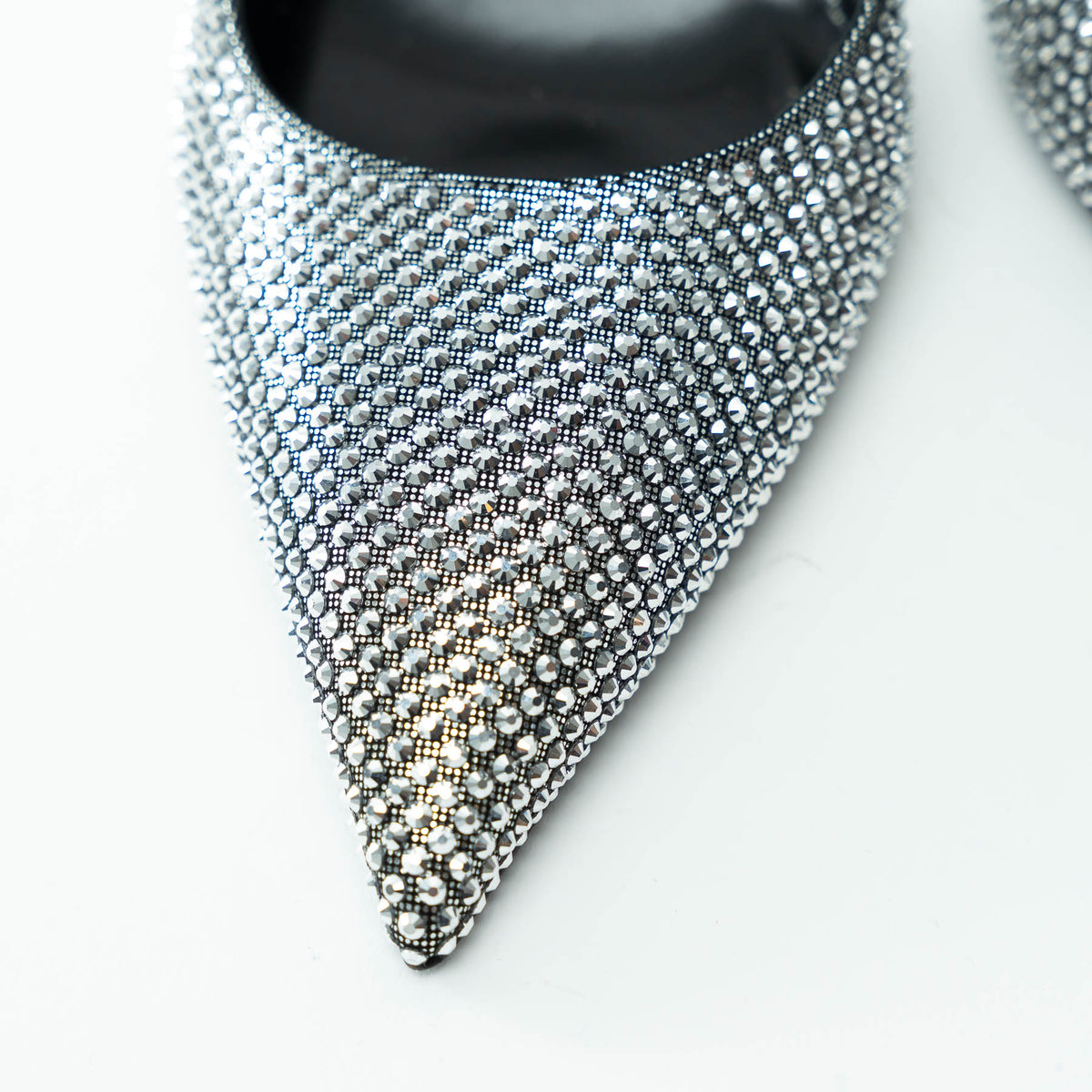 Versace Silver Crystal Embellished Slingback Pumps Size 40