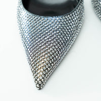 Versace Silver Crystal Embellished Slingback Pumps Size 40