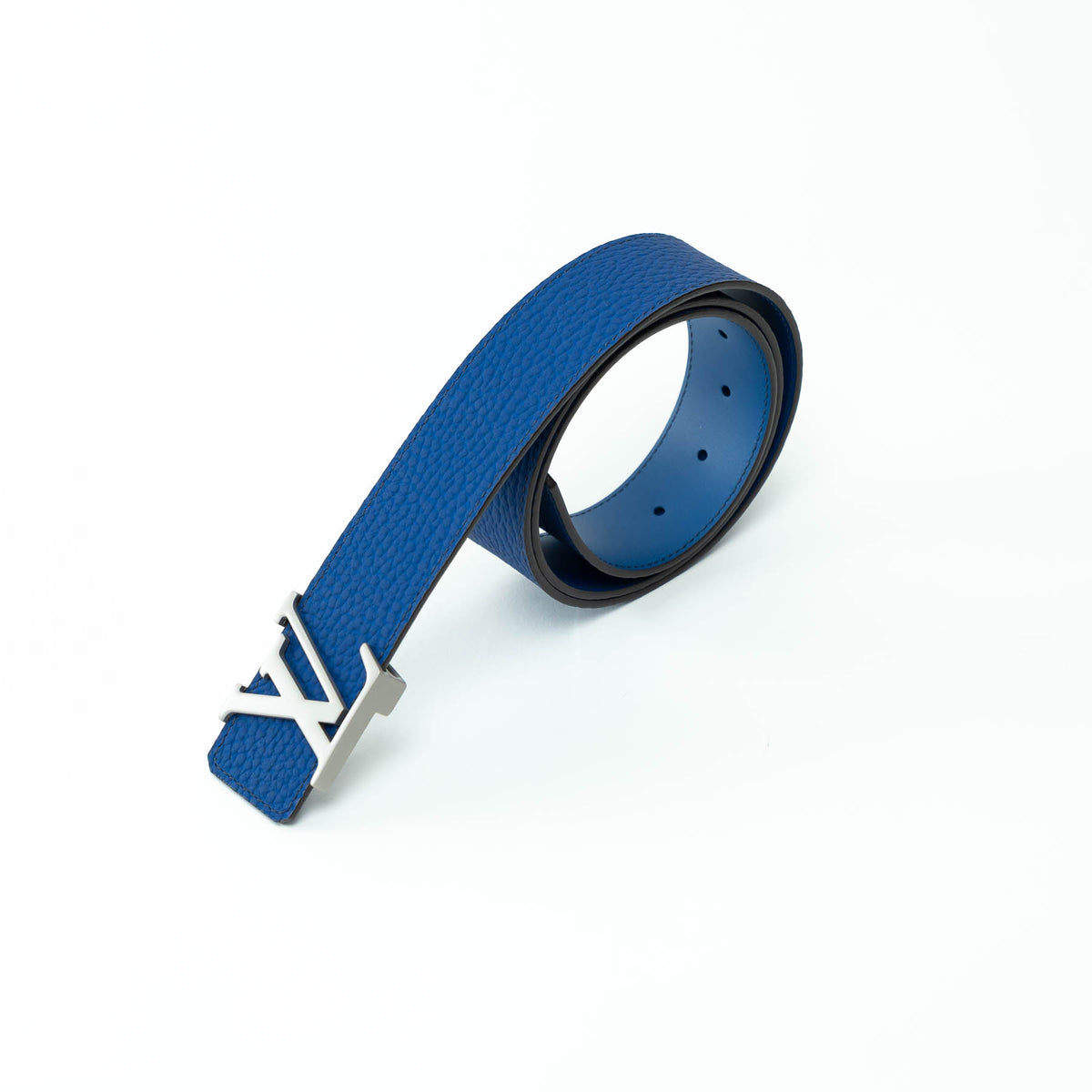 Louis Vuitton Blue Taurillon Leather LV Initiales Belt Size 95