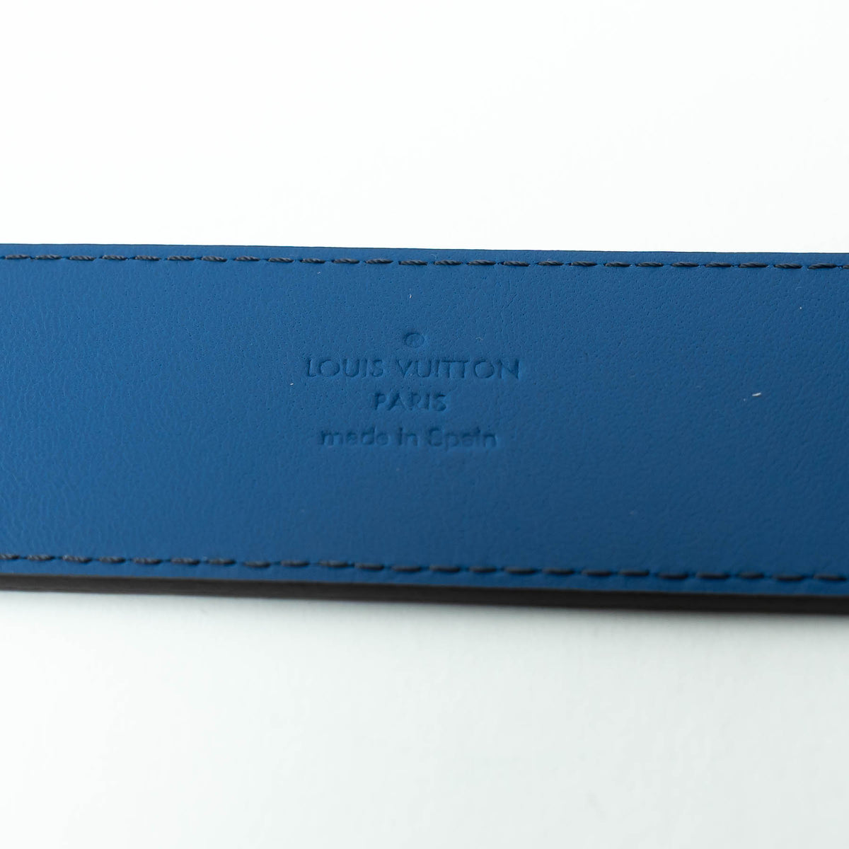 Louis Vuitton Blue Taurillon Leather LV Initiales Belt Size 95