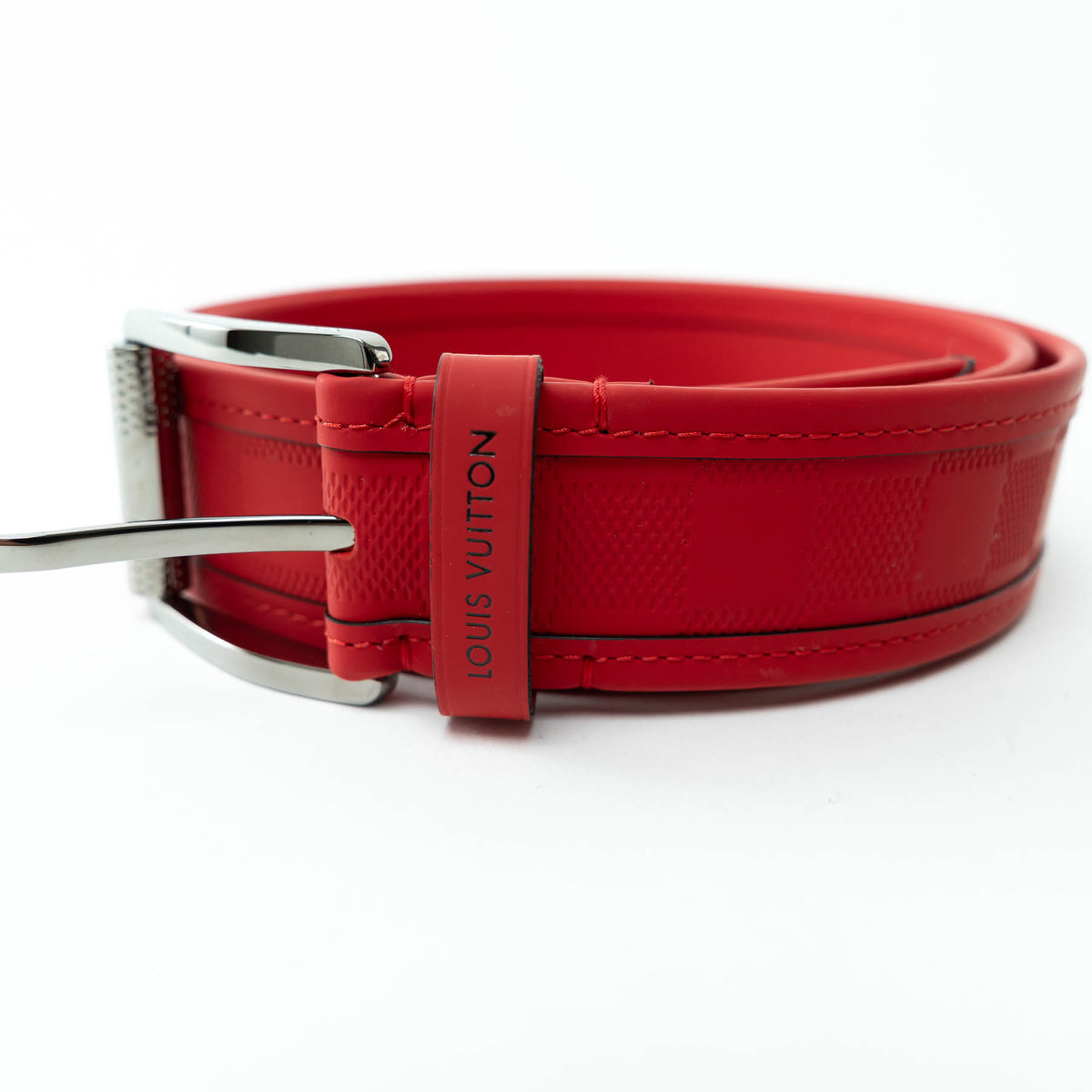 Louis Vuitton Red Damier Infini Leather Print Belt Size 95/38