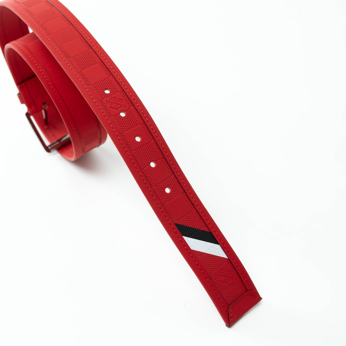 Louis Vuitton Red Damier Infini Leather Print Belt Size 95/38
