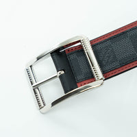 Louis Vuitton Damier Graphite Canvas Belt with Red Leather Trim Size 95/38