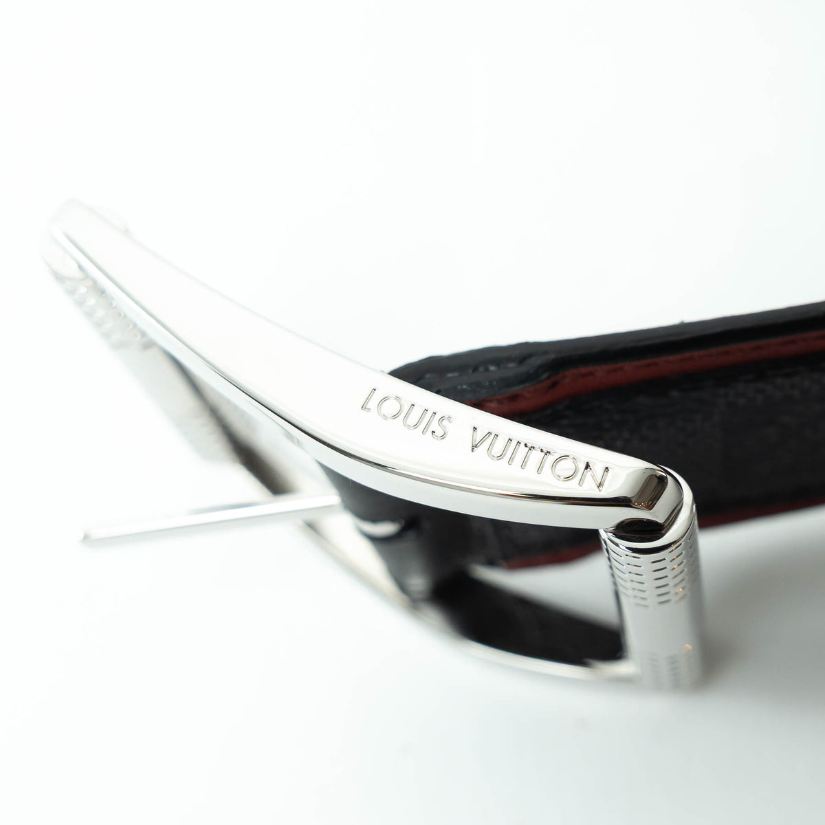 Louis Vuitton Damier Graphite Canvas Belt with Red Leather Trim Size 95/38