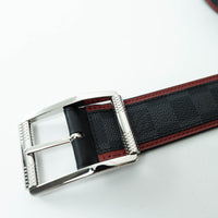 Louis Vuitton Damier Graphite Canvas Belt with Red Leather Trim Size 95/38