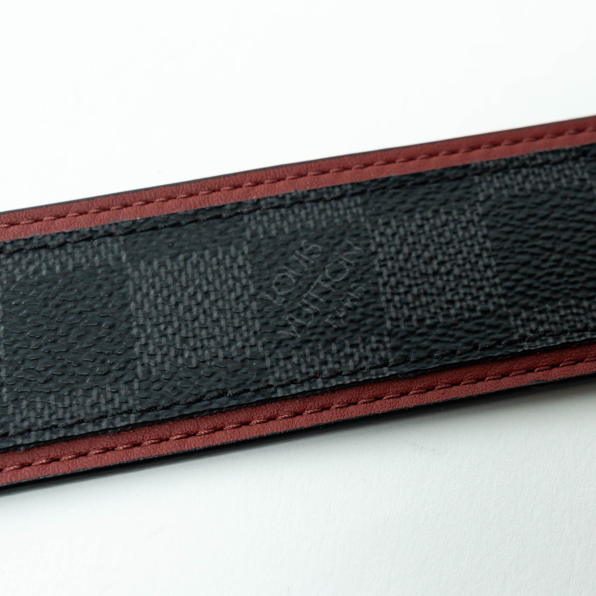 Louis Vuitton Damier Graphite Canvas Belt with Red Leather Trim Size 95/38