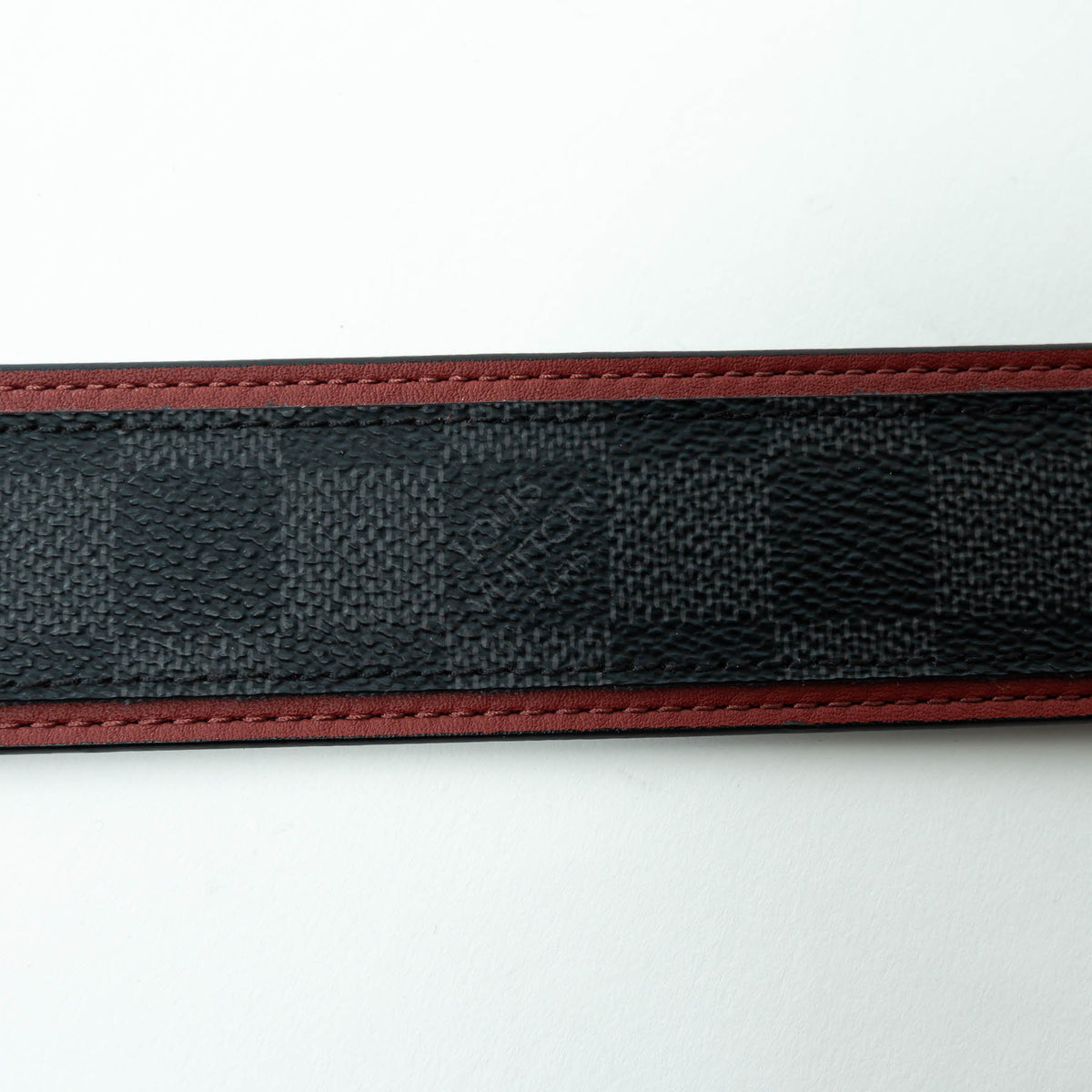 Louis Vuitton Damier Graphite Canvas Belt with Red Leather Trim Size 95/38