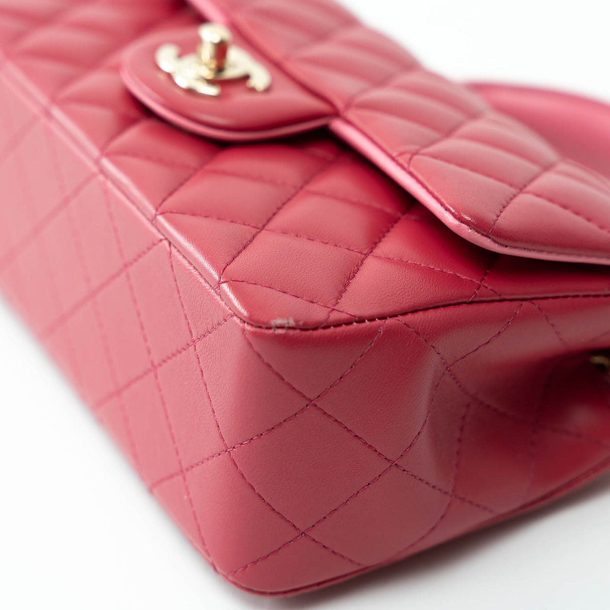 Pre-Loved Chanel™ Pink Raspberry Lambskin Leather Mini Top Handle Bag