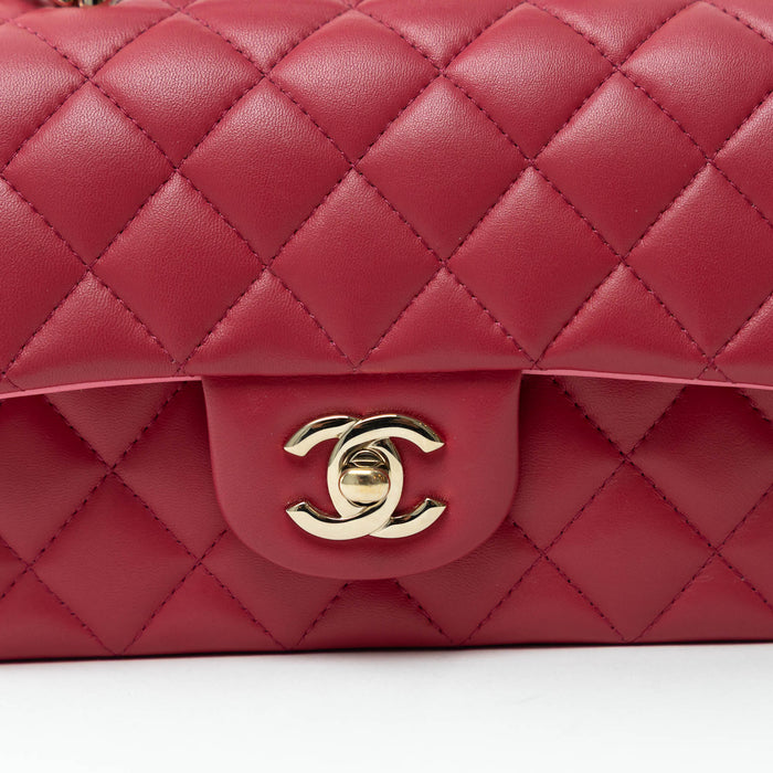 Pre-Loved Chanel™ Pink Raspberry Lambskin Leather Mini Top Handle Bag