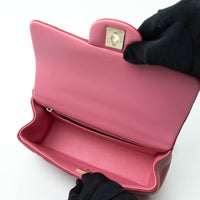 Pre-Loved Chanel™ Pink Raspberry Lambskin Leather Mini Top Handle Bag