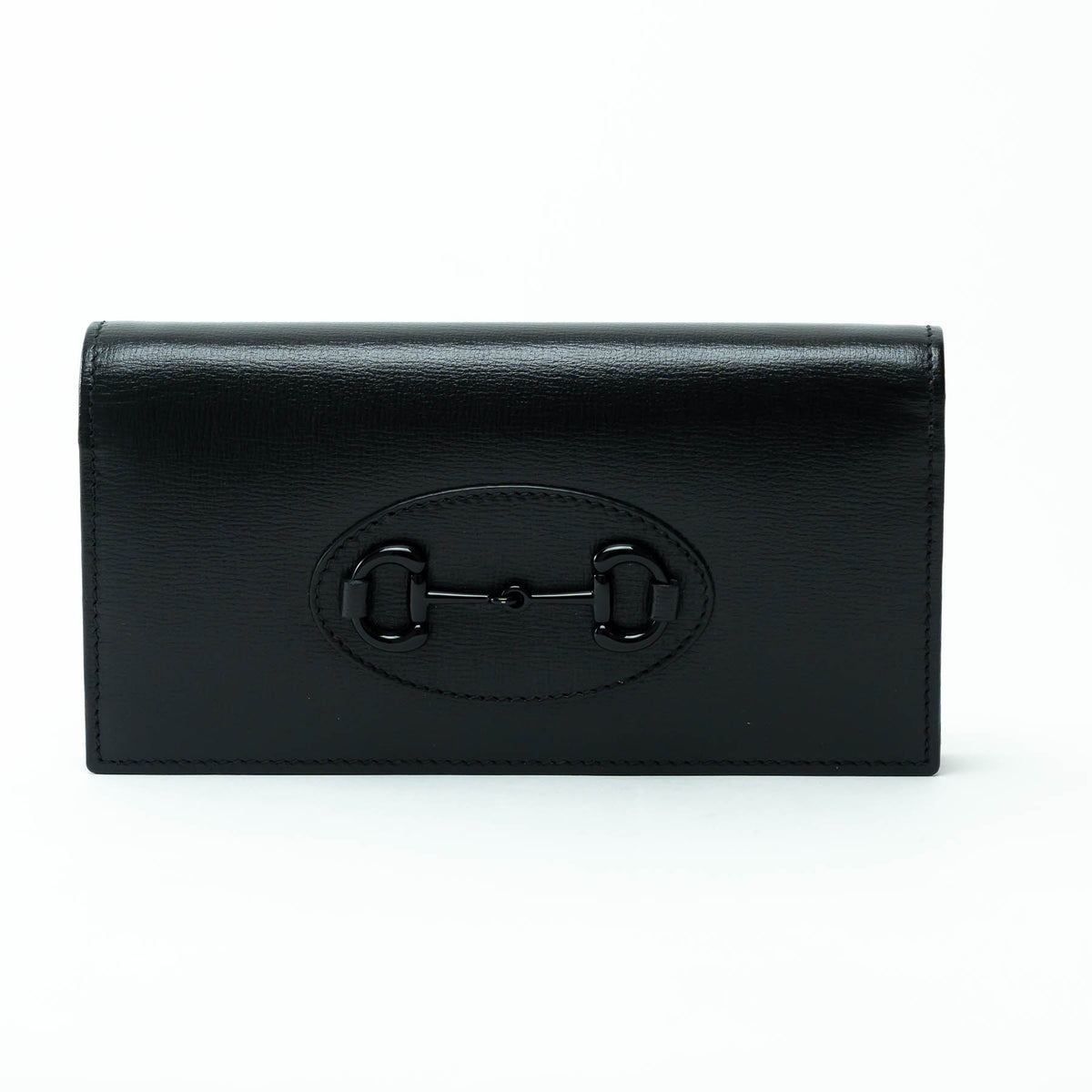 Gucci Black Grained Leather Horsebit 1955 Wallet on Chain