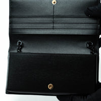 Gucci Black Grained Leather Horsebit 1955 Wallet on Chain