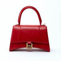Balenciaga Red Shiny Box Calfskin Leather Small Hourglass Handbag
