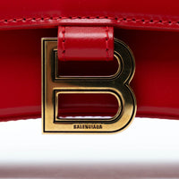 Balenciaga Red Shiny Box Calfskin Leather Small Hourglass Handbag