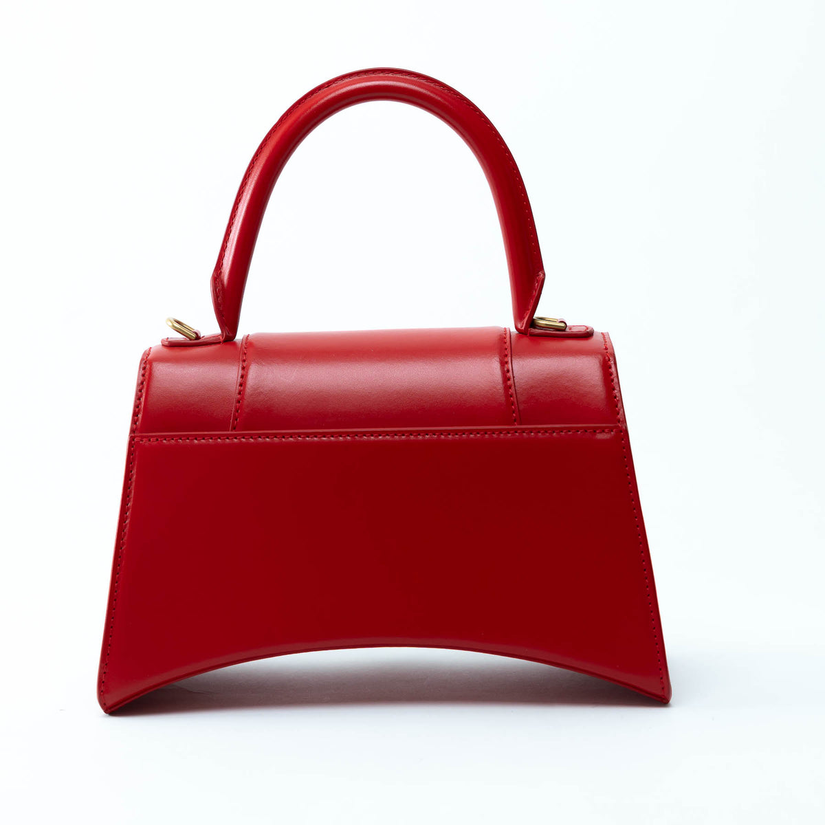 Balenciaga Red Shiny Box Calfskin Leather Small Hourglass Handbag