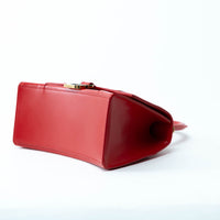 Balenciaga Red Shiny Box Calfskin Leather Small Hourglass Handbag