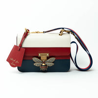 Gucci Tricolor Calfskin Leather Sylvie Web Queen Margaret Shoulder Bag