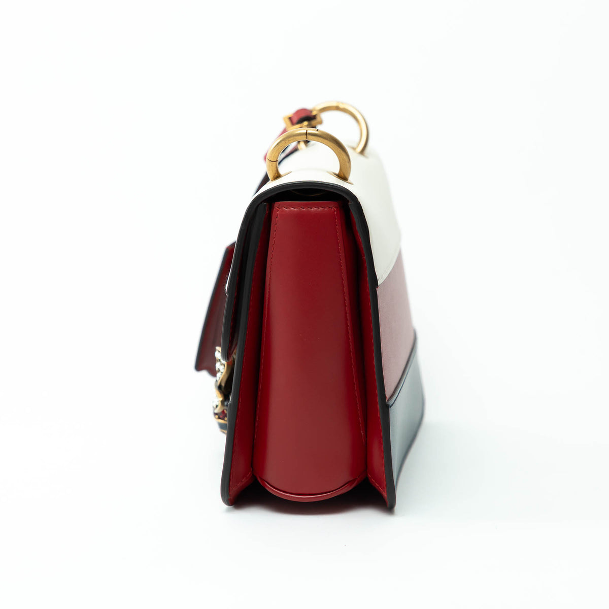 Gucci Tricolor Calfskin Leather Sylvie Web Queen Margaret Shoulder Bag