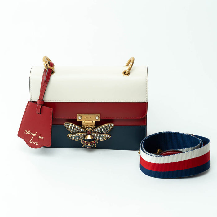 Gucci Tricolor Calfskin Leather Sylvie Web Queen Margaret Shoulder Bag