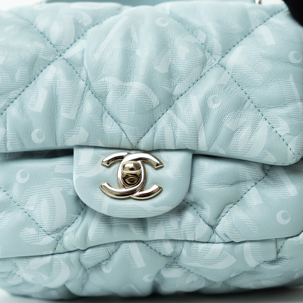 Pre-Loved Chanel™ Pale Blue Grained Leather Mini Square Flap Bag