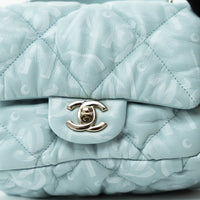 Pre-Loved Chanel™ Pale Blue Grained Leather Mini Square Flap Bag