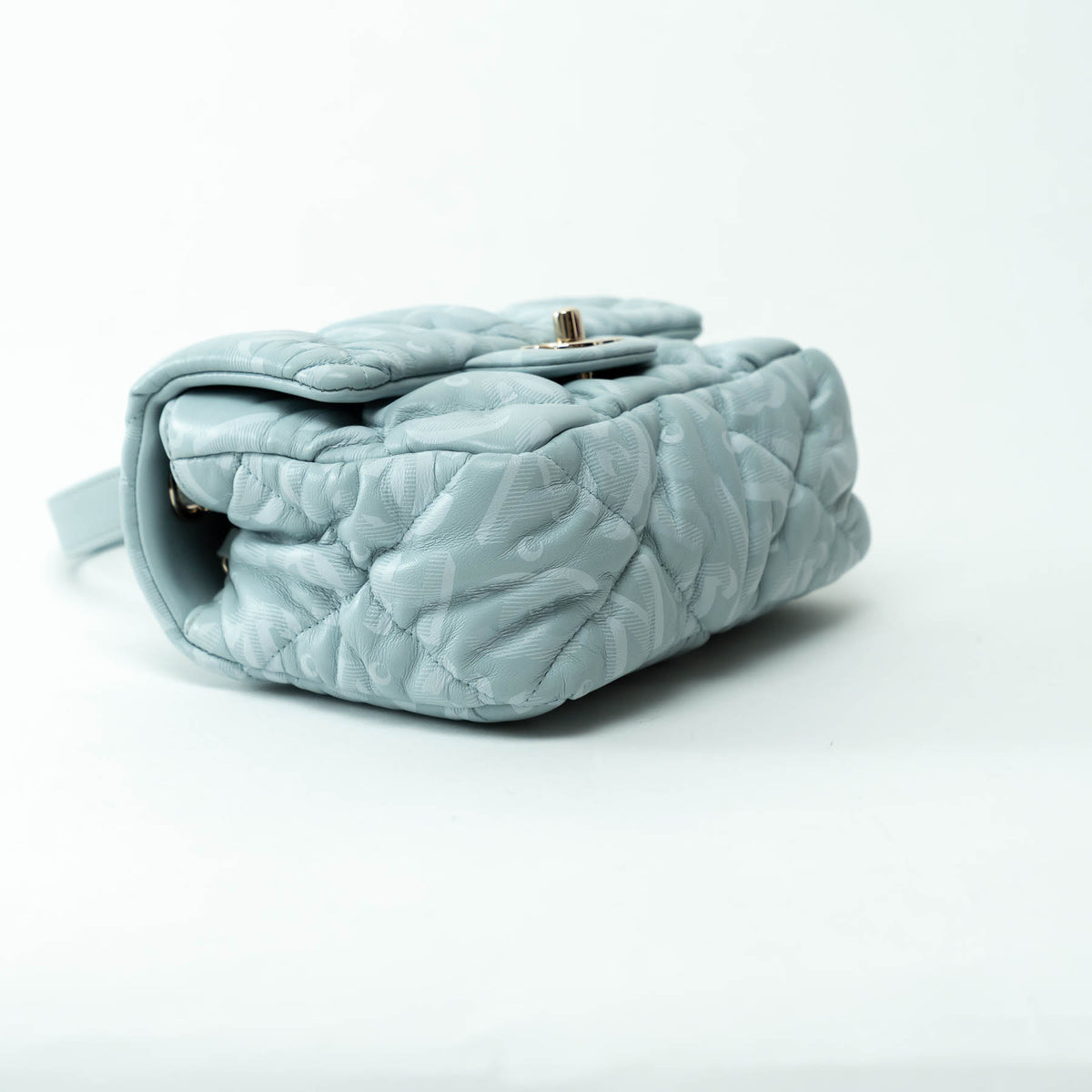 Pre-Loved Chanel™ Pale Blue Grained Leather Mini Square Flap Bag