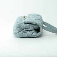 Pre-Loved Chanel™ Pale Blue Grained Leather Mini Square Flap Bag