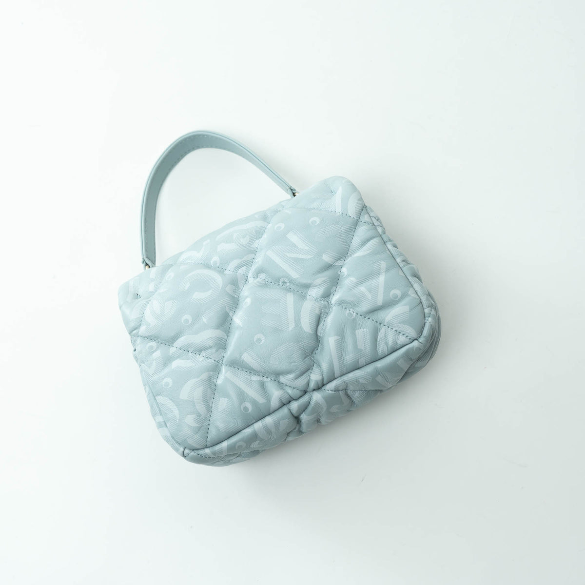 Pre-Loved Chanel™ Pale Blue Grained Leather Mini Square Flap Bag