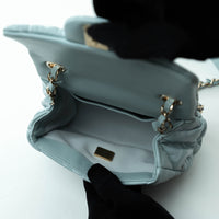 Pre-Loved Chanel™ Pale Blue Grained Leather Mini Square Flap Bag