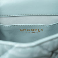 Pre-Loved Chanel™ Pale Blue Grained Leather Mini Square Flap Bag