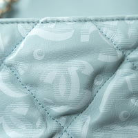 Pre-Loved Chanel™ Pale Blue Grained Leather Mini Square Flap Bag