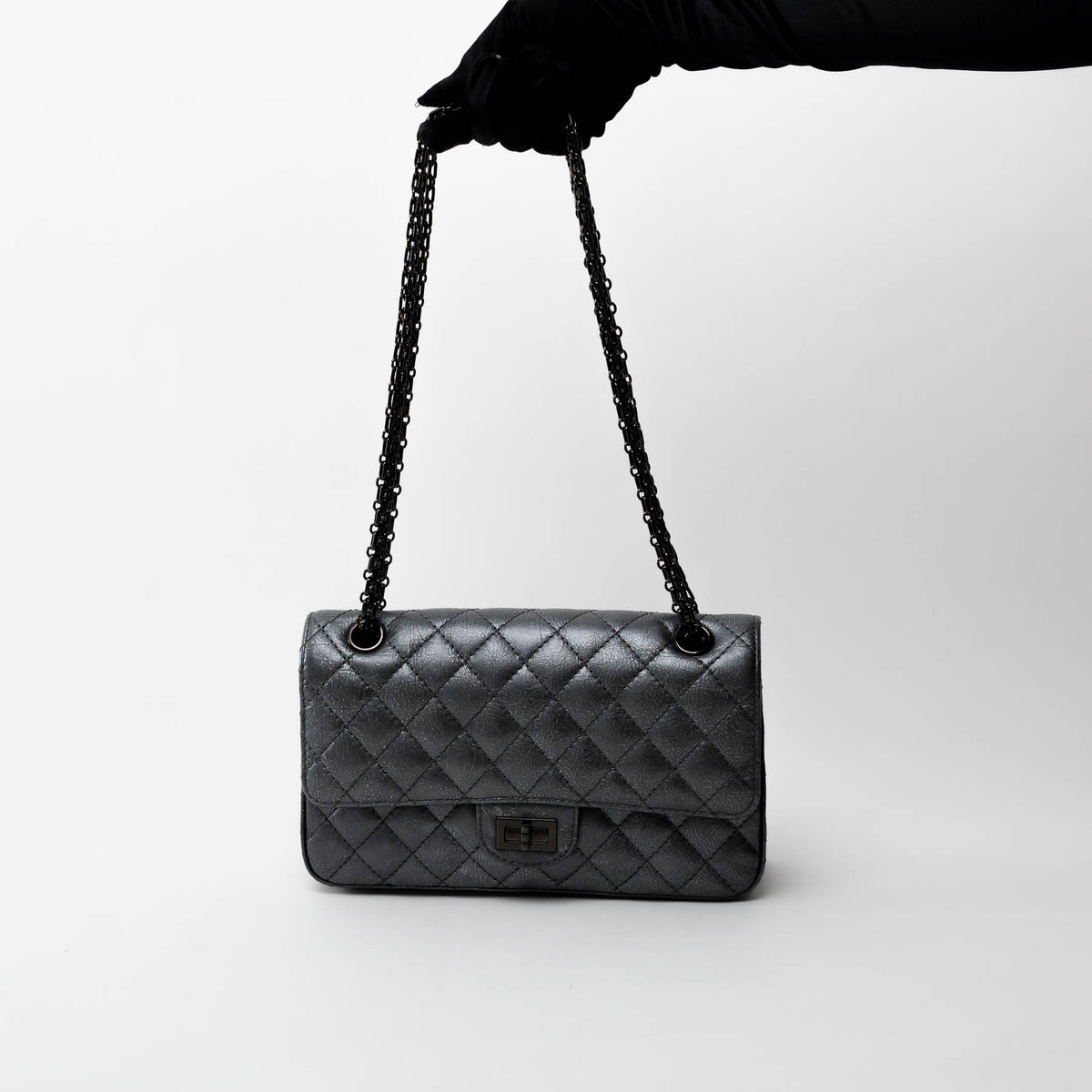 Pre-Loved Chanel ™ Metallic Grained Leather Medium 2.55 Flap Bag