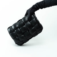 Bottega Veneta Black Lambskin Leather Intreccio Padded Cassette Bag