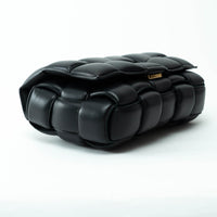 Bottega Veneta Black Lambskin Leather Intreccio Padded Cassette Bag