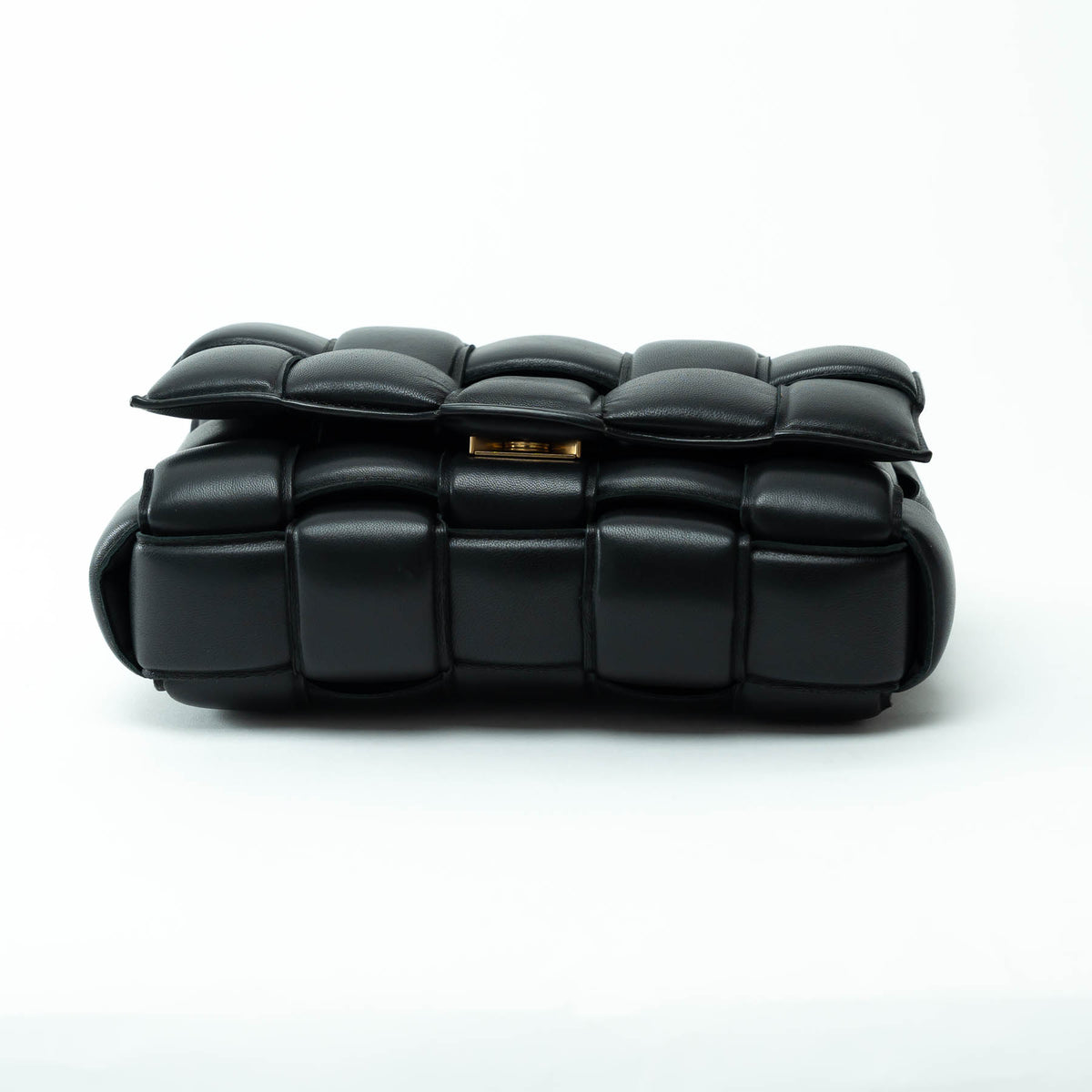 Bottega Veneta Black Lambskin Leather Intreccio Padded Cassette Bag