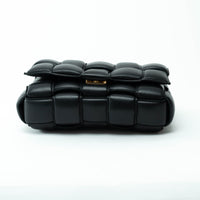 Bottega Veneta Black Lambskin Leather Intreccio Padded Cassette Bag