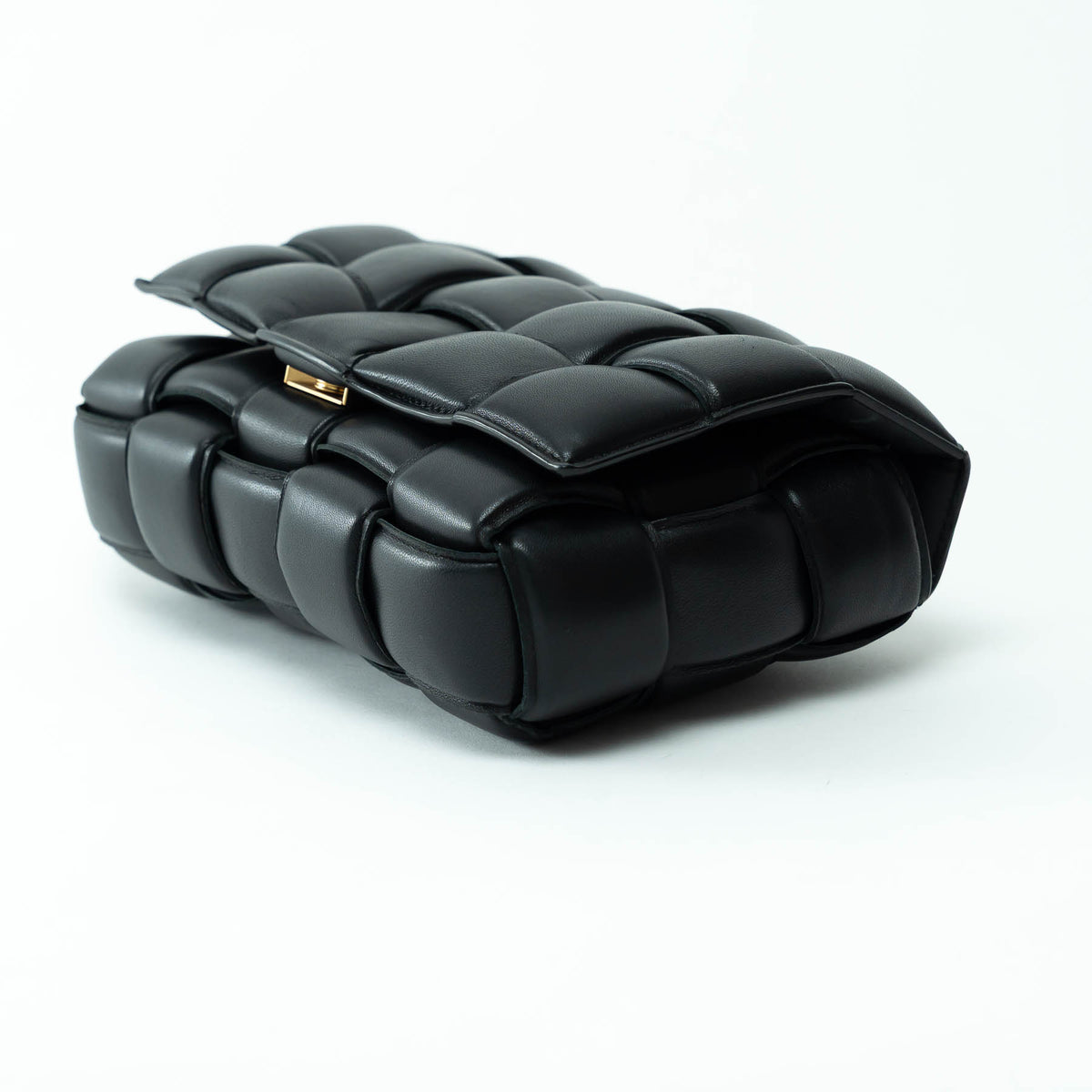 Bottega Veneta Black Lambskin Leather Intreccio Padded Cassette Bag