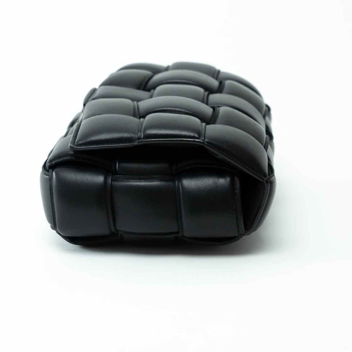Bottega Veneta Black Lambskin Leather Intreccio Padded Cassette Bag