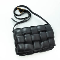 Bottega Veneta Black Lambskin Leather Intreccio Padded Cassette Bag