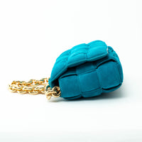 Bottega Veneta Teal Suede Intrecciato Chain Cassette Bag