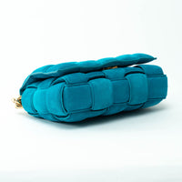 Bottega Veneta Teal Suede Intrecciato Chain Cassette Bag