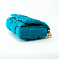 Bottega Veneta Teal Suede Intrecciato Chain Cassette Bag