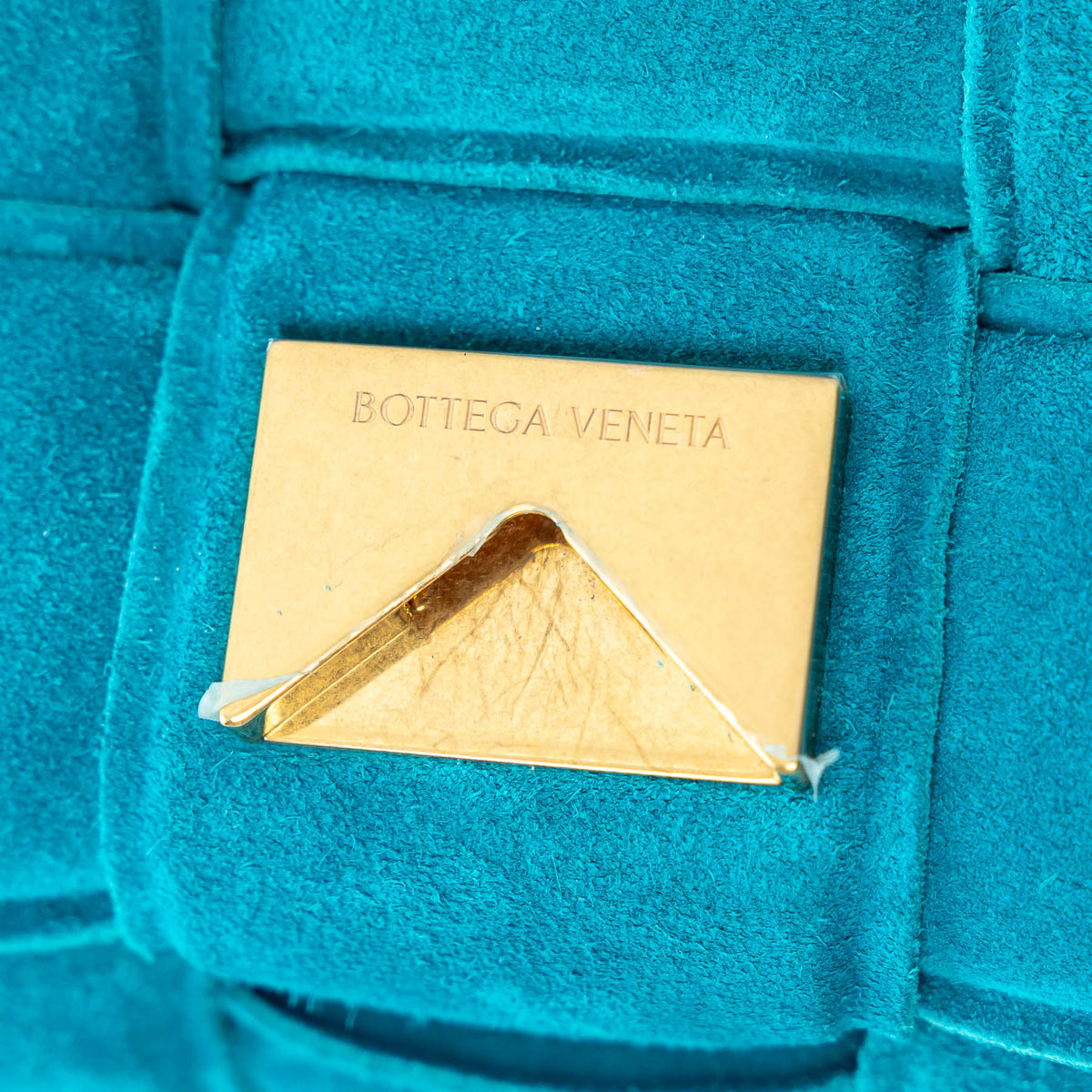 Bottega Veneta Teal Suede Intrecciato Chain Cassette Bag
