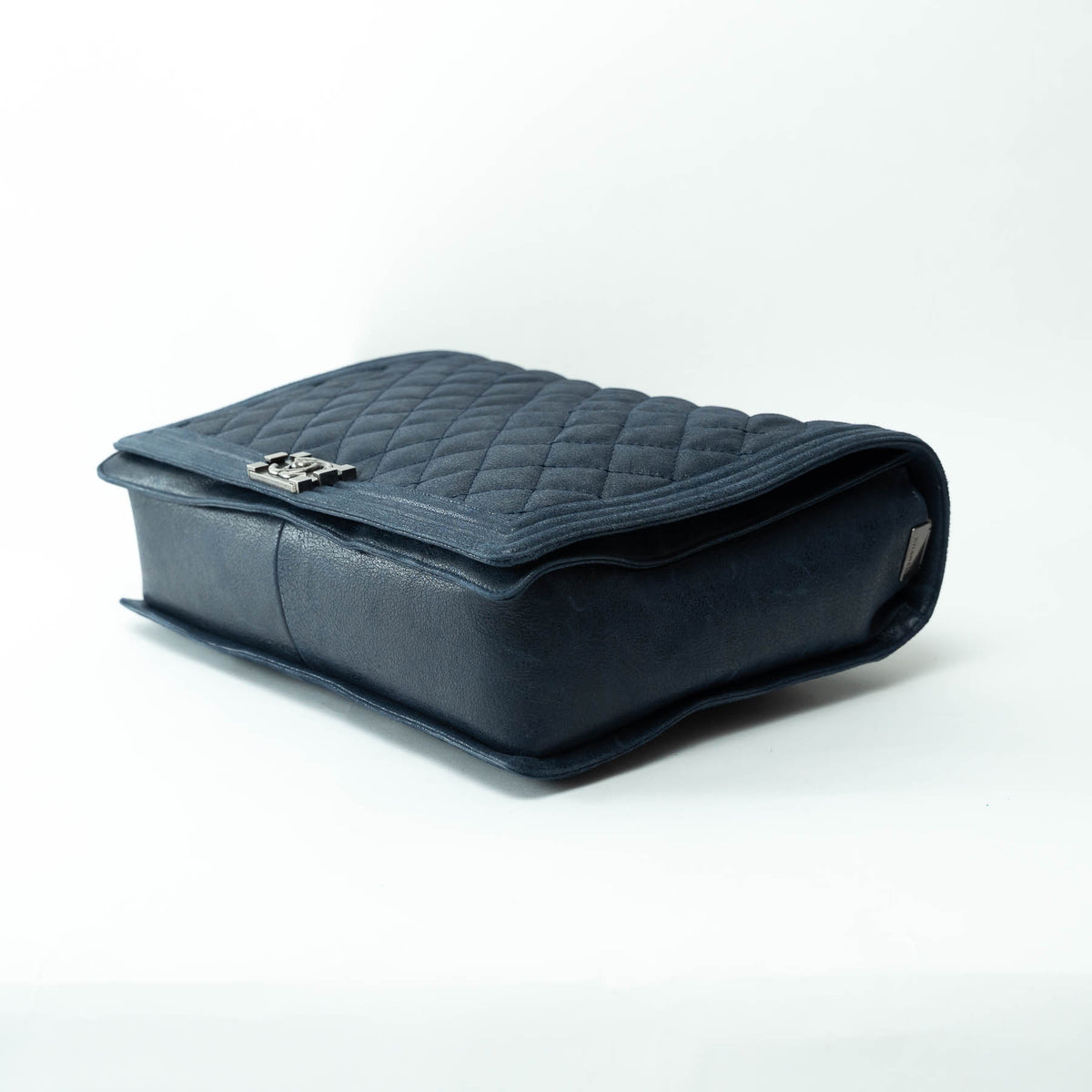 Pre-Loved Chanel™ Navy Grained Leather Extra Large Boy Bag