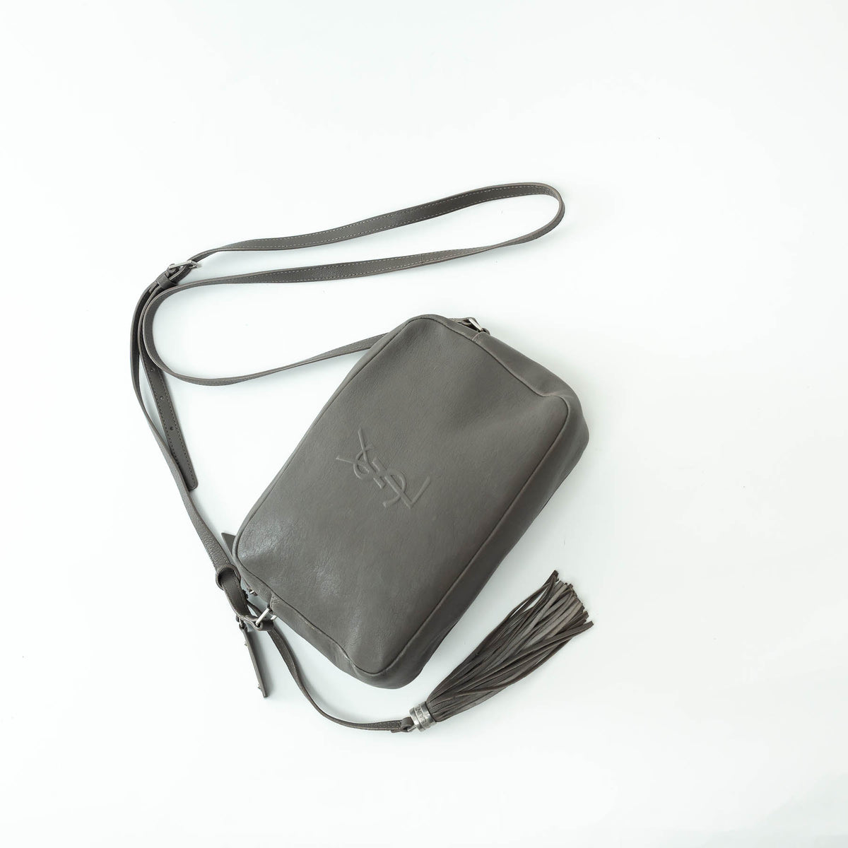 Saint Laurent Grey Grained Leather Small LouLou Camera Bag