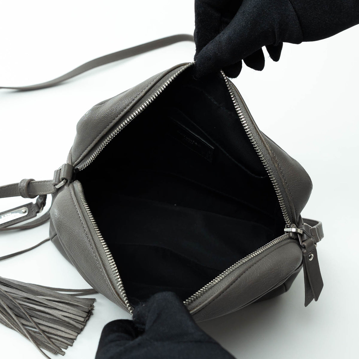 Saint Laurent Grey Grained Leather Small LouLou Camera Bag