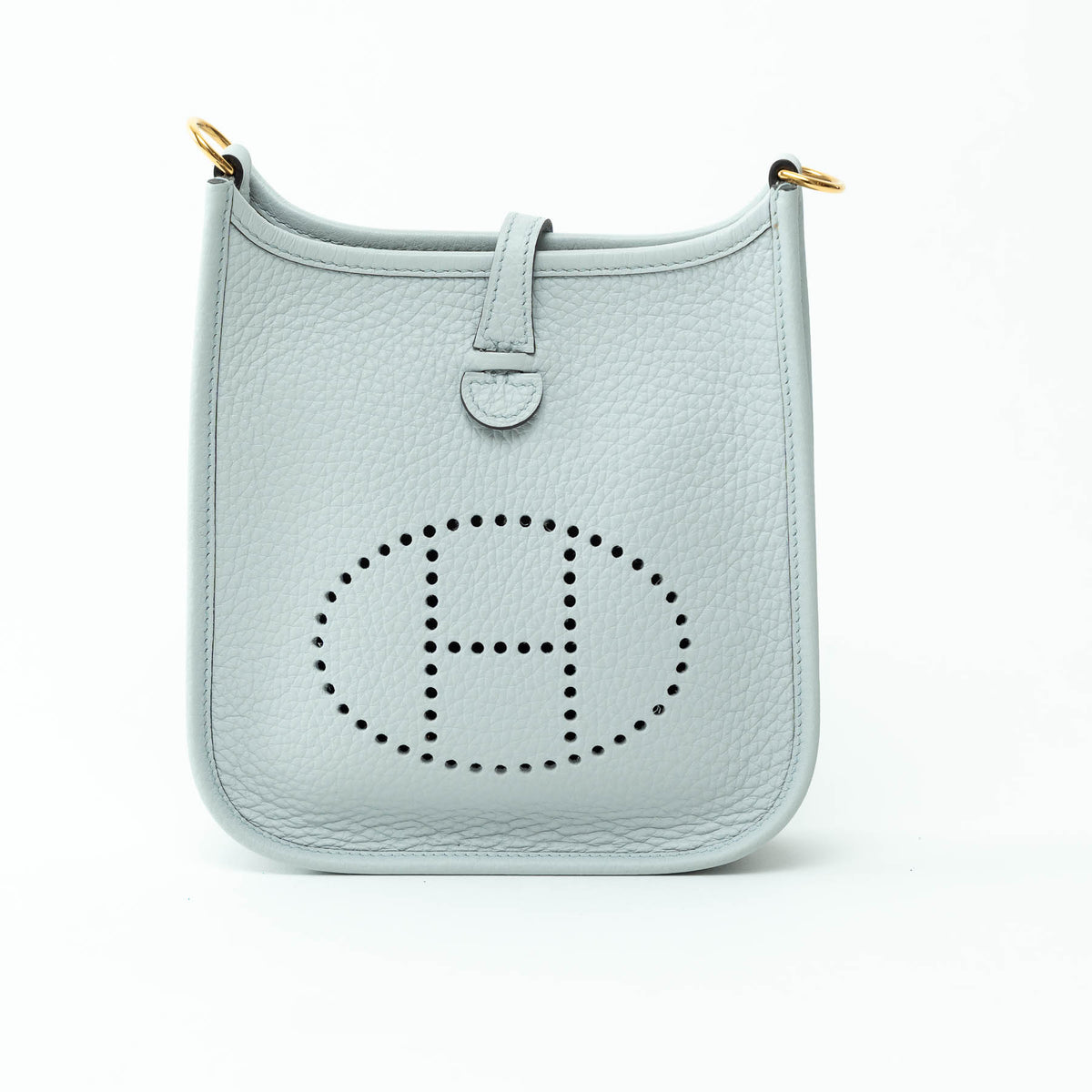 Hermes Bleu Pale Clemence Leather Mini Evelyn 16